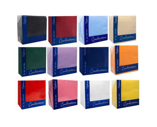 Disposable Paper Napkins Combination Serviettes Tissue Paper for Catering Supply Party Tableware - 40cm x 40cm 2Ply