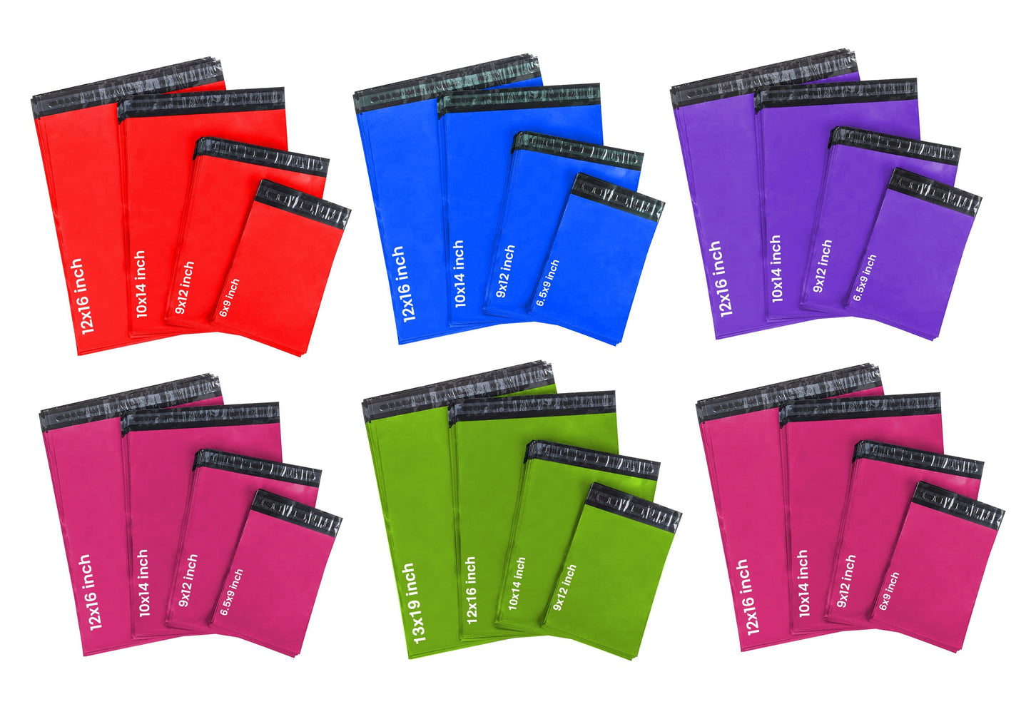 Mixed Size Mailing Bags Polythene Parcel Shipping Mailers 60pcs (15pcs Each Size)