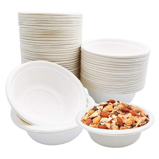 White Biodegradable Bagasse Bowls - 12oz (350ml)