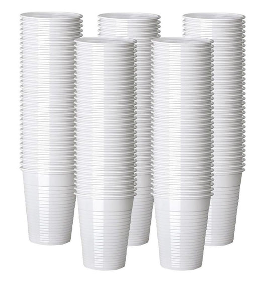 Disposable Plastic Cups White Reusable Drinking Vending Cups - 7oz (220ml)