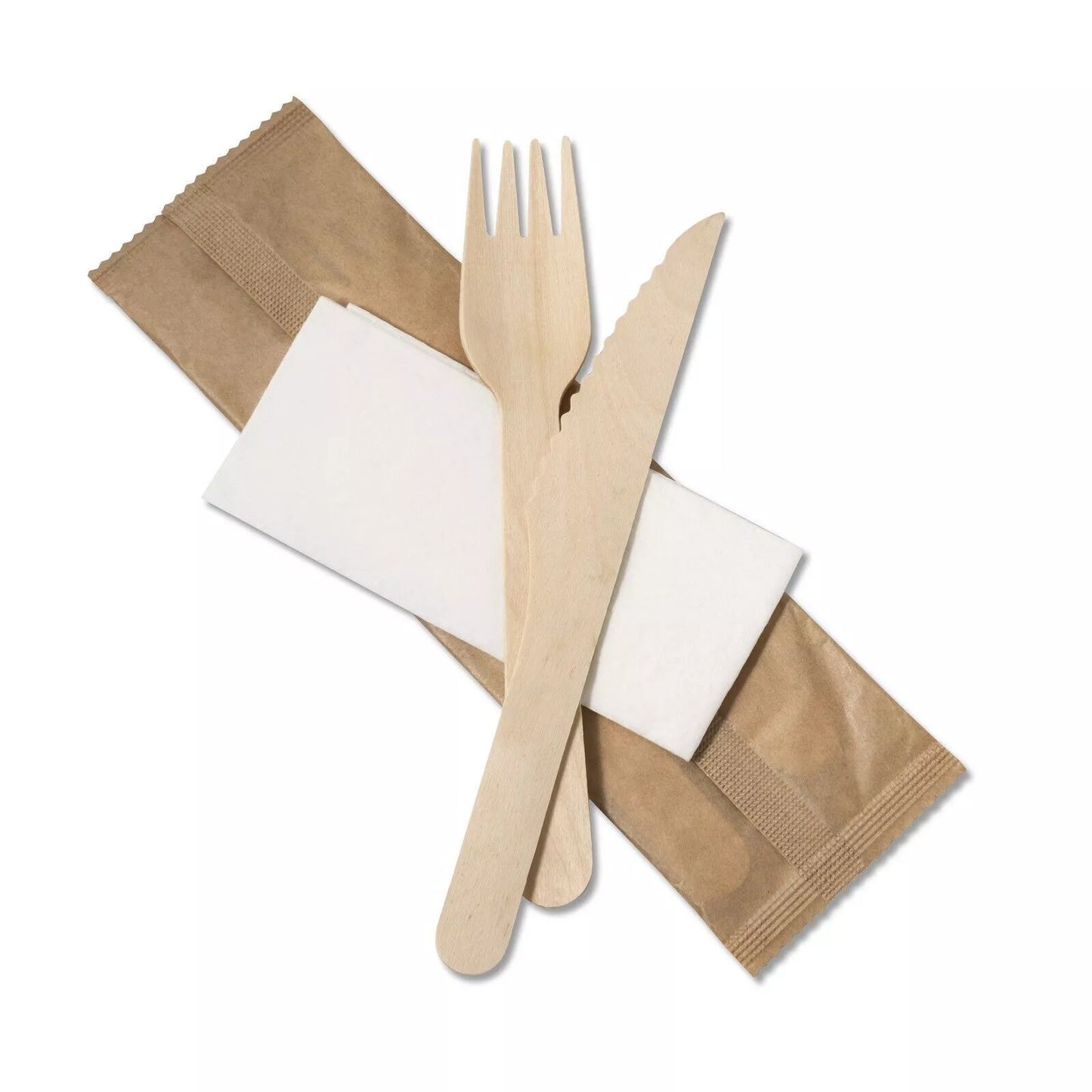 Tithe Wooden Cutlery Set of 3 1 Knife 1 Fork 1 2Ply White Paper Napkin 2Ply
