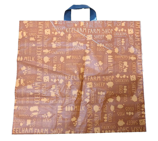 250 x Misprinted Flexi Loop Handle Bags Plastic 500mm x 450mm x 150mm 70mu