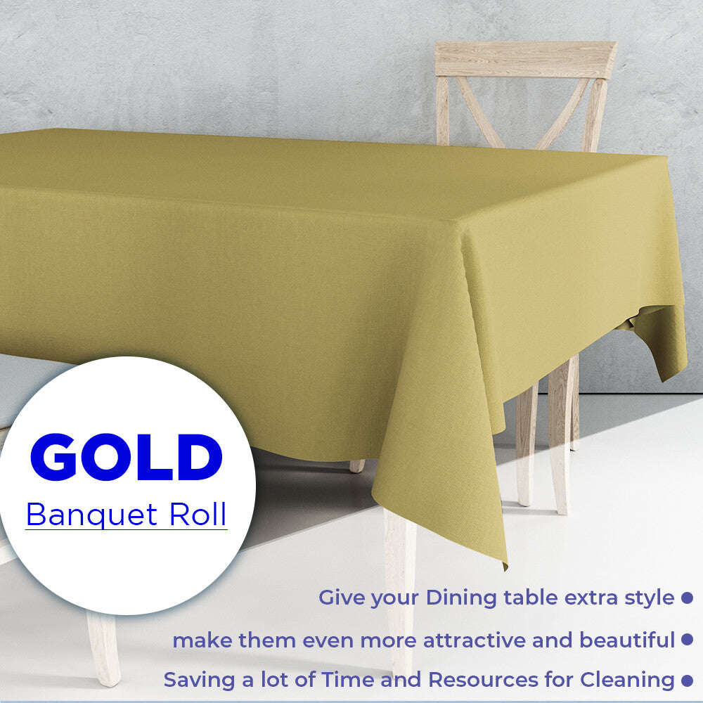 Paper Banquet Roll Disposable Table Cover Banqueting Roll Gold Silver 5m x 1.20m