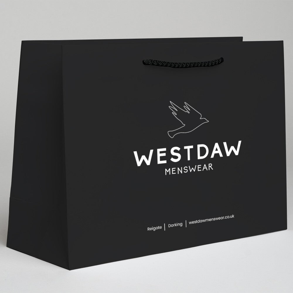 100 x Clothes Paper Bags with Rope Handles Westdaw Mens Wear 40cm x 32cm x 10cm