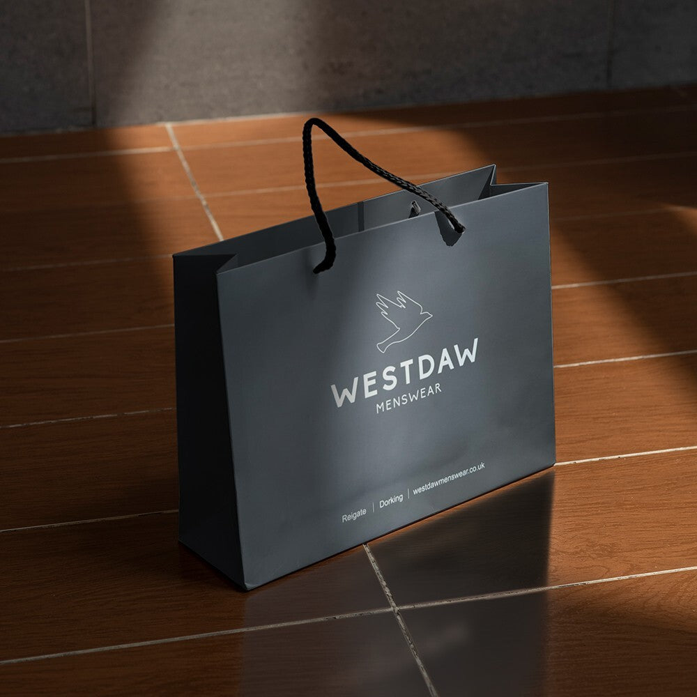 100 x Clothes Paper Bags with Rope Handles Westdaw Mens Wear 40cm x 32cm x 10cm