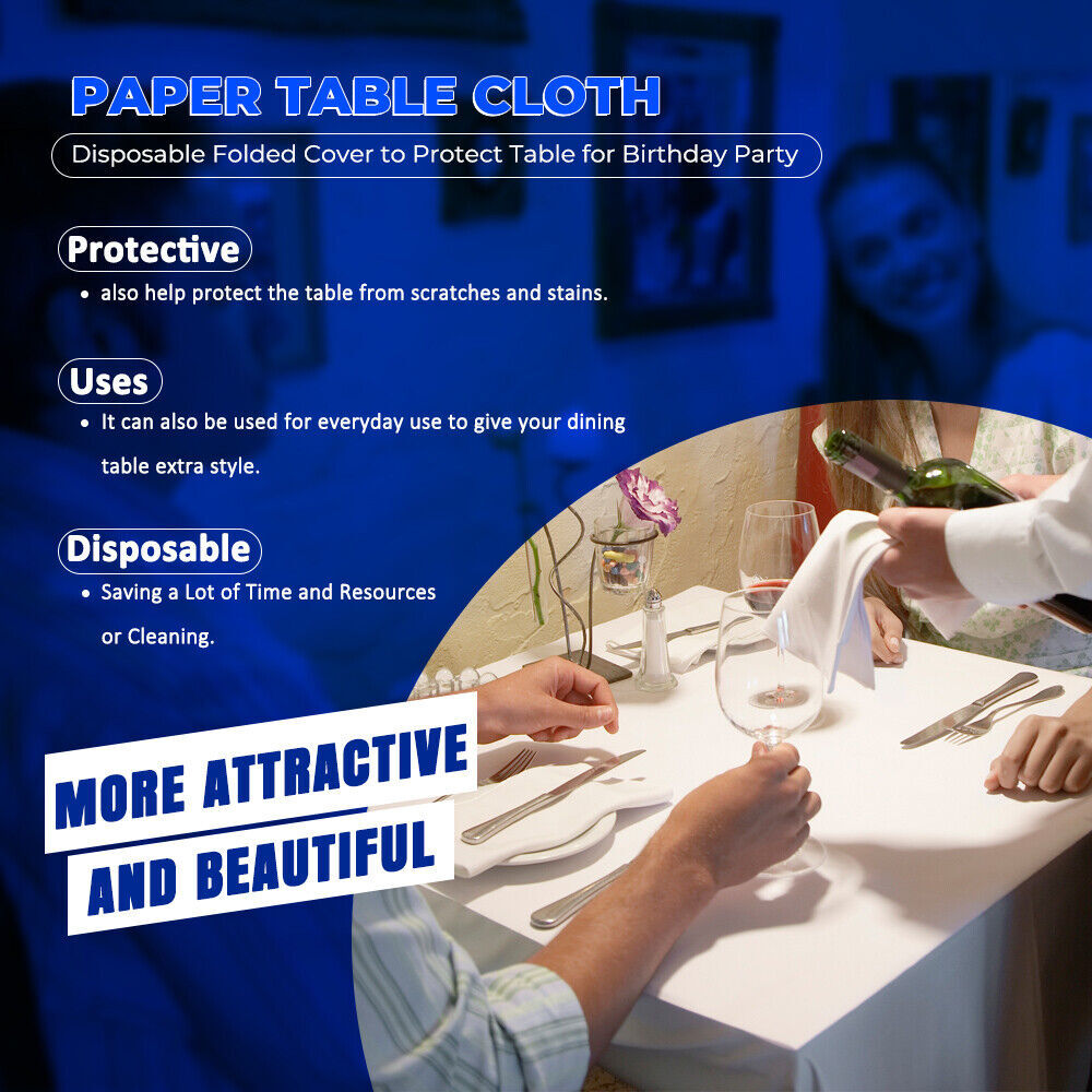Disposable Paper Table Cover 90cm x 90cm for Parties Catering Weddings Camping