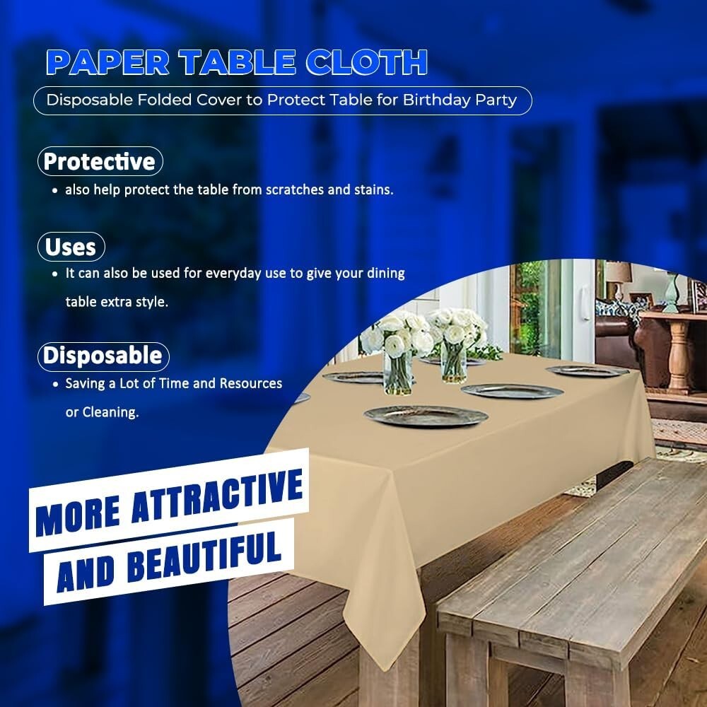 Disposable Paper Table Cover 90cm x 90cm for Parties Catering Weddings Camping
