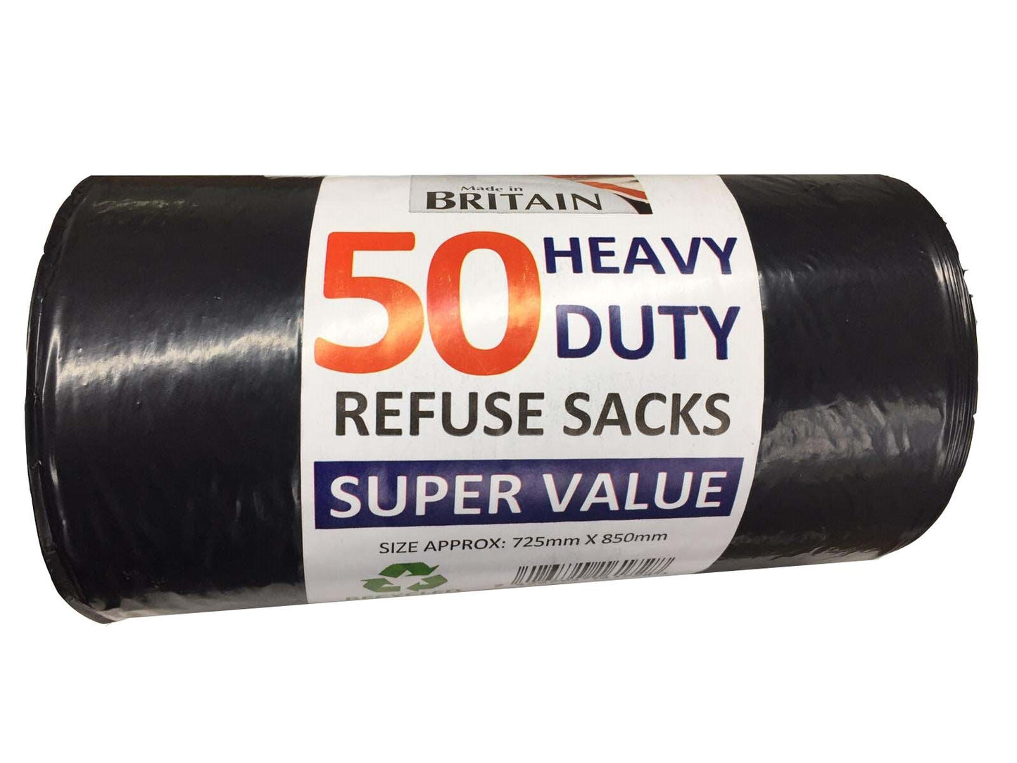Refuse Sacks Heavy Duty 14" x 32" x 30" 20mu Black Bin Liner 50ltr Bin Bags