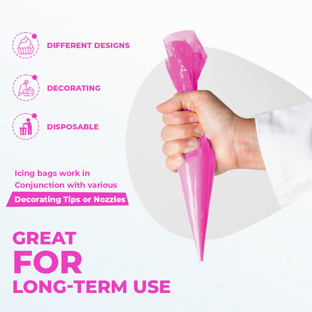 Icing Piping Bags Pink Sticky Disposable Cake Decoration Savoy Bag 21" (Large)