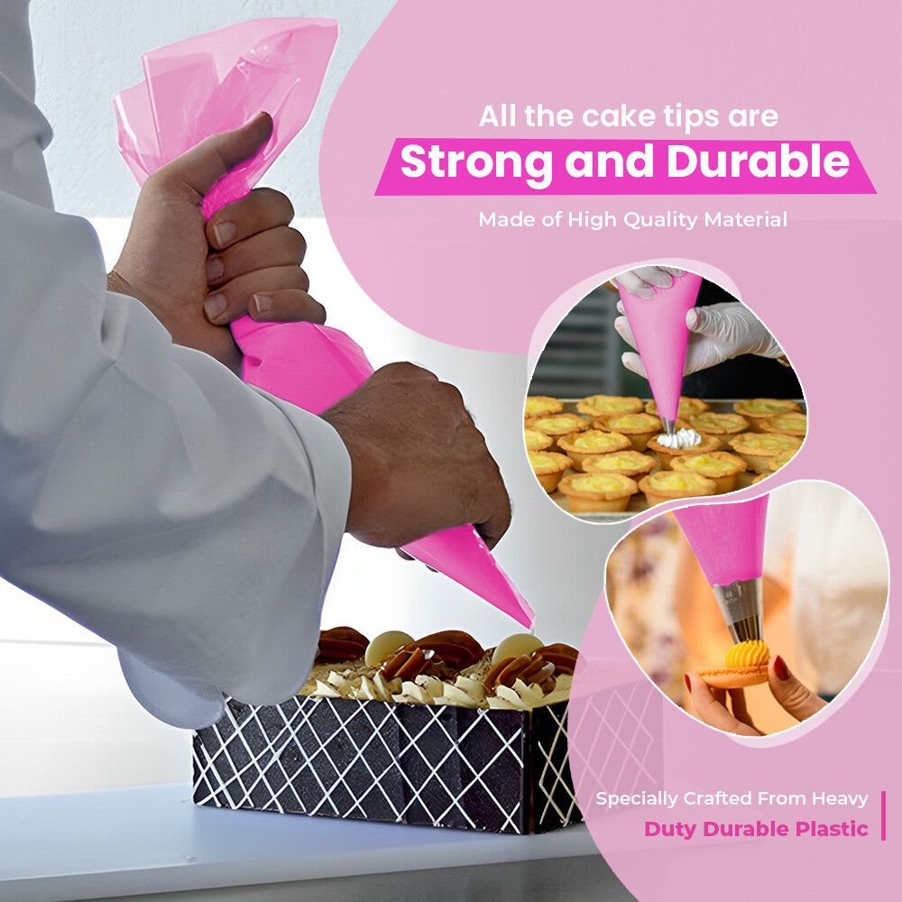 Icing Piping Bags Pink Sticky Disposable Cake Decoration Savoy Bag 21" (Large)