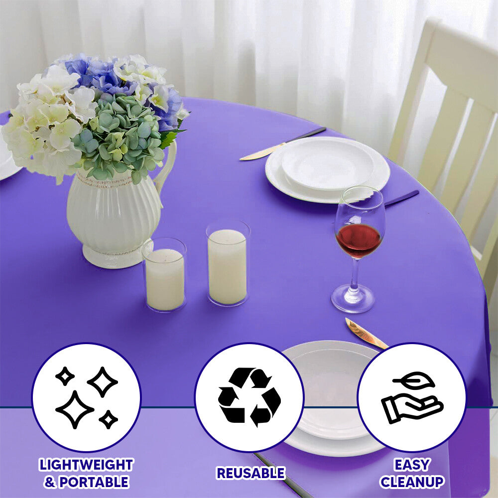 Plastic Table Cloths 84" (213cm) Purple Heavy Duty Plastic Reusable Table Covers