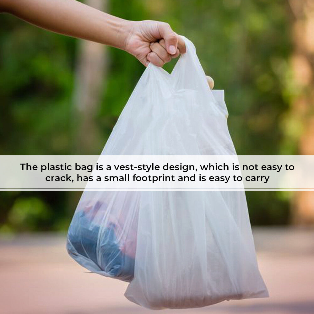 Plastic Vest Style Carrier Bags 8" x 13" x 18" 16mu White Reusable Carry Bag