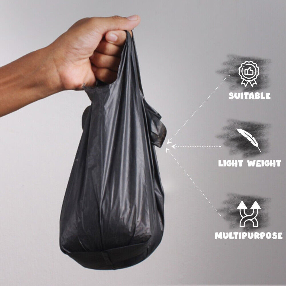 Vest Carrier Bags 11" x 17" x 21" 18mu Black Reusable Carry Bags