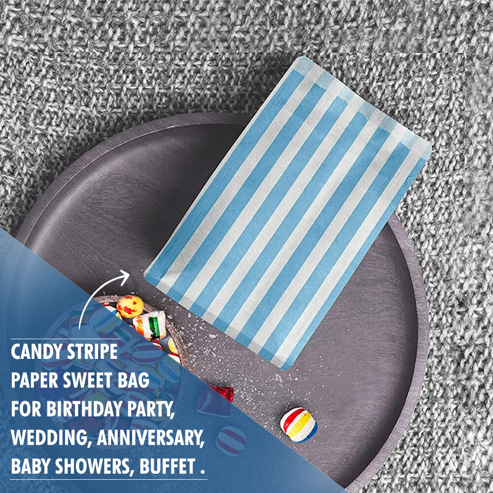 1000 x Candy Paper Bags Striped Sweets Treats Parties Birthday Wedding 7" x 9"