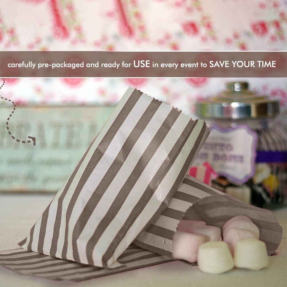 500 x Candy Paper Bags Striped Sweets Treats Parties Birthday Weddings 5" x 7"