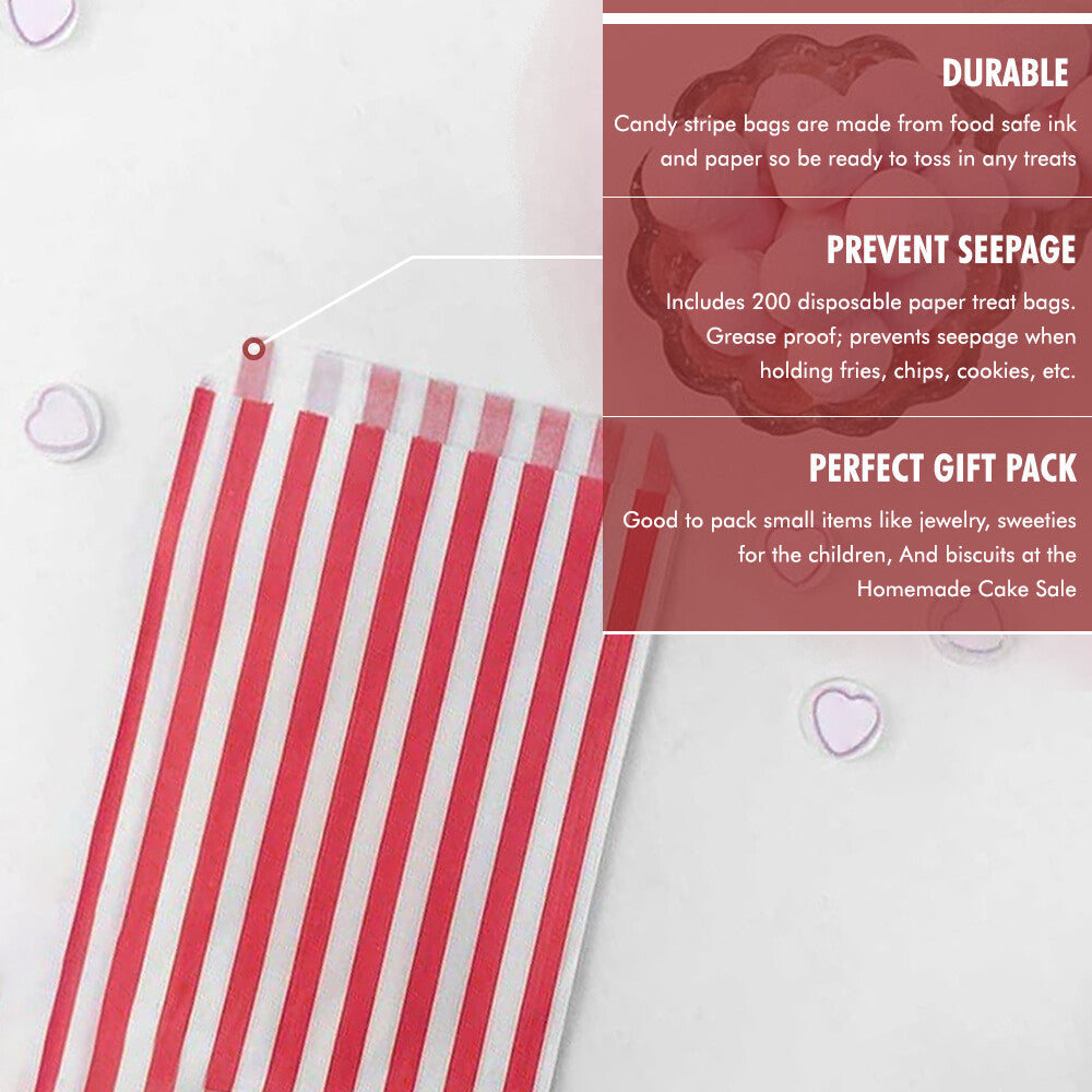 1000 x Candy Paper Bags Striped Sweets Treats Parties Birthday Wedding 5" x 7"