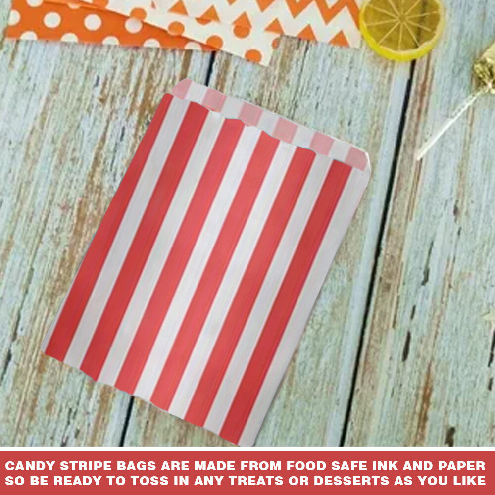 500 x Candy Paper Bags Striped Sweets Treats Parties Birthday Weddings 7" x 9"