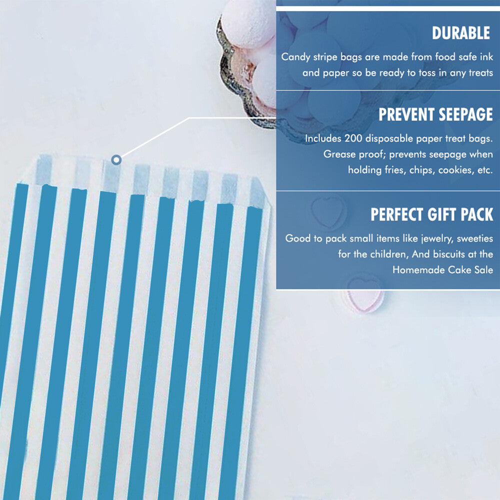 1000 x Candy Paper Bags Striped Sweets Treats Parties Birthday Wedding 5" x 7"