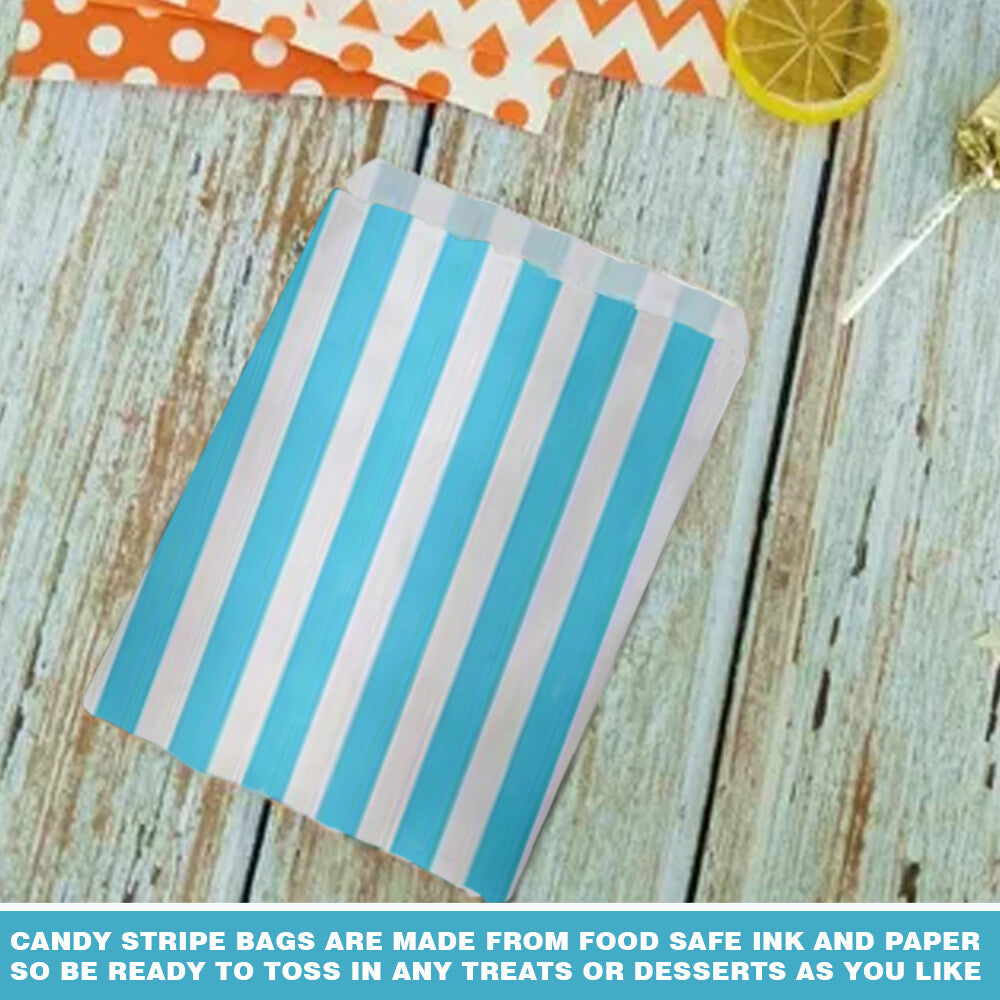 500 x Candy Paper Bags Striped Sweets Treats Parties Birthday Weddings 7" x 9"