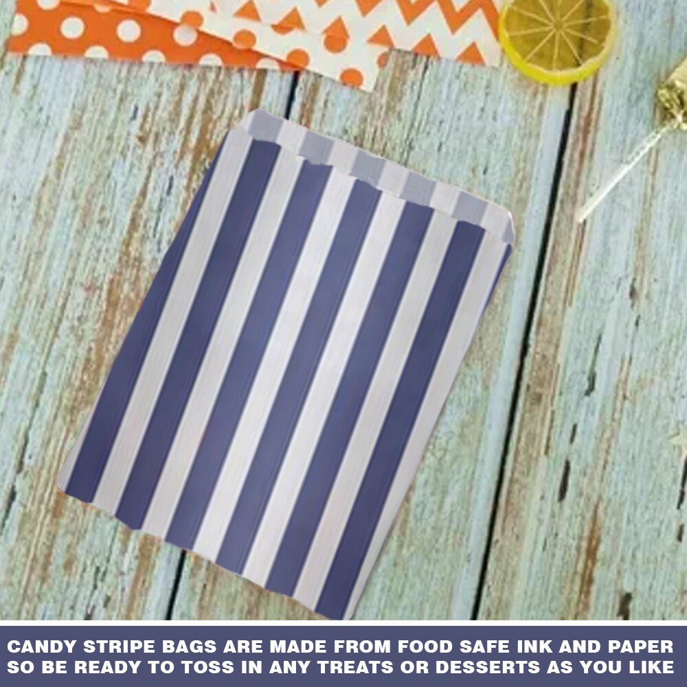 100 x Candy Paper Bags Striped Sweets Treats Parties Birthday Wedding 5" x 7"