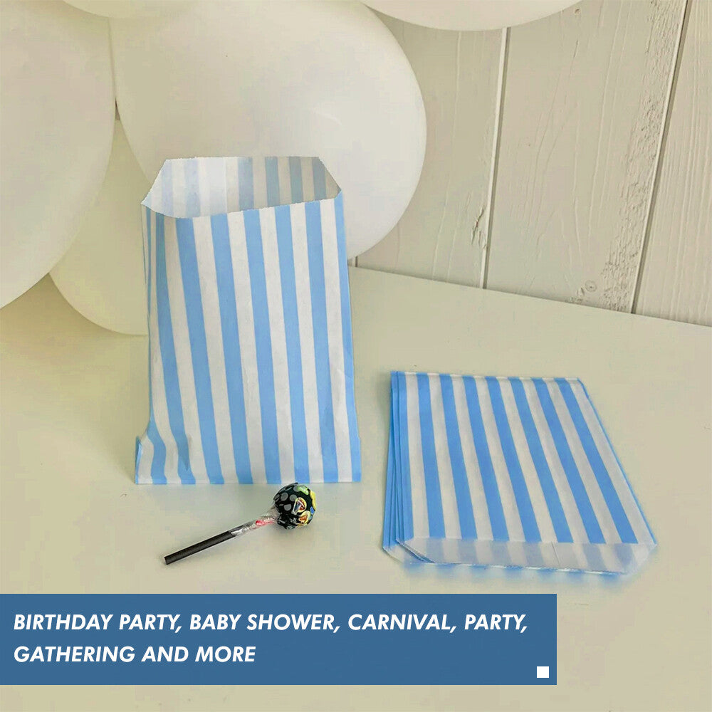 100 x Candy Paper Bags Striped Sweets Treats Parties Birthday Wedding 5" x 7"