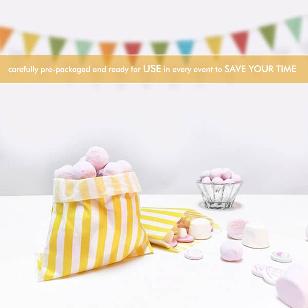 100 x Candy Paper Bags Striped Sweets Treats Parties Birthday Wedding 5" x 7"