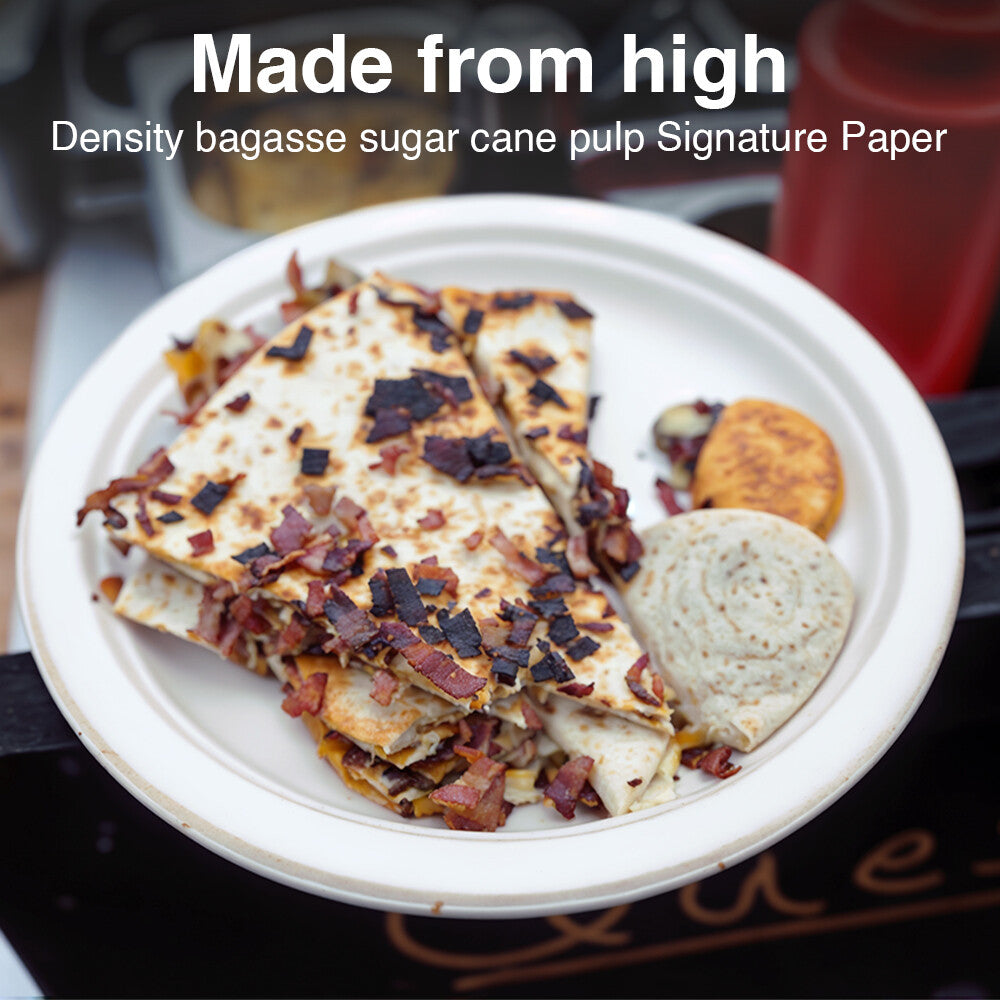 500 x Bagasse Paper Plates 7 / 9 / 10 Inch White Biodegradable Sugarcane Dishes