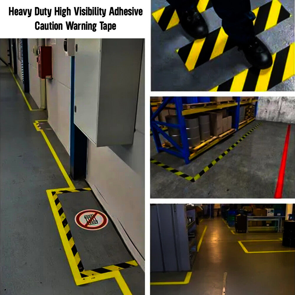 Reflective Hazard Warning Tape 48mm x 33m Black & Yellow Caution Barrier Tape