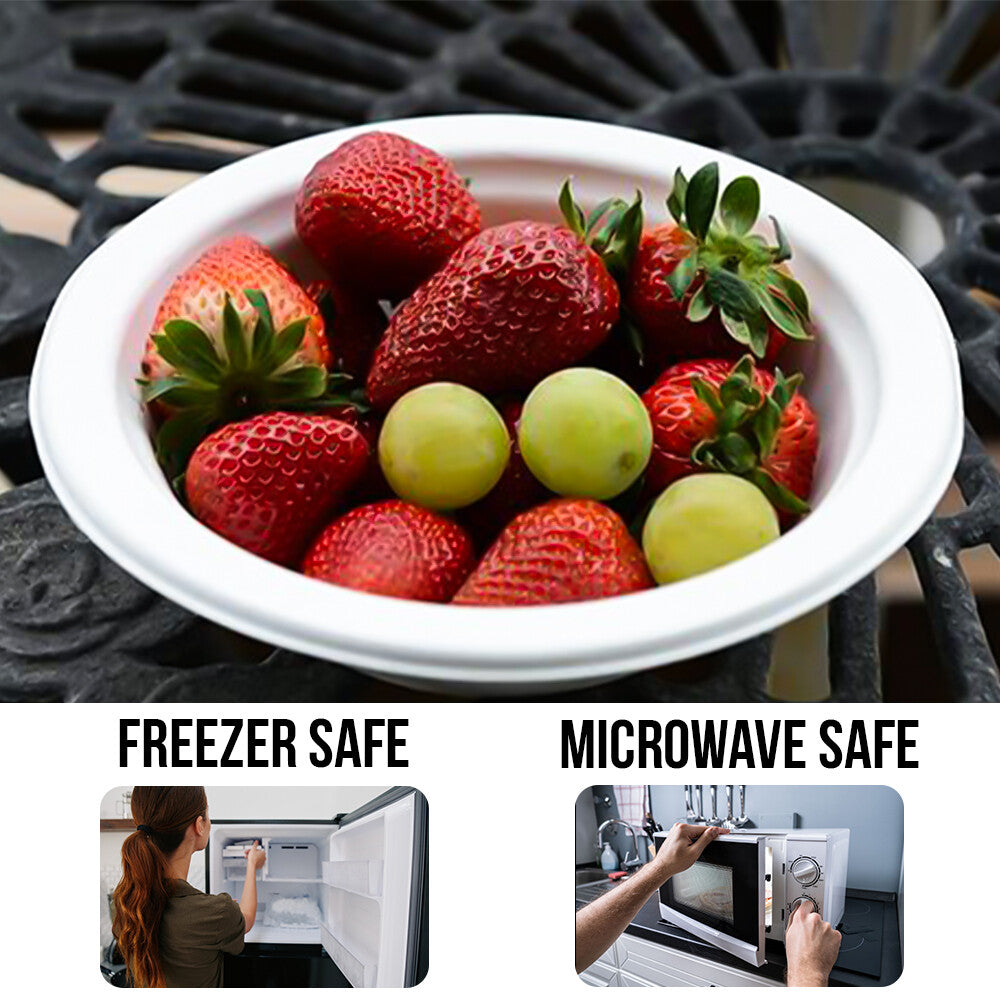 200 x Bagasse Party Bowls 6oz & 12oz White Sugarcane Fiber Biodegradable Bowls