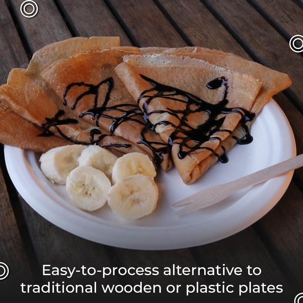 250 x Bagasse Paper Plates 7 / 9 / 10 Inch White Biodegradable Sugarcane Dishes