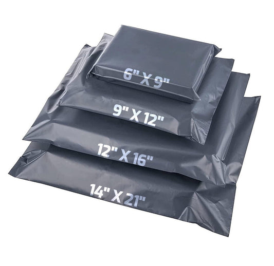 100 x Grey Mixed Size Mailing Bags 6 x 9, 9 x 12, 12 x 16, 14 x 21  (25pcs Each)