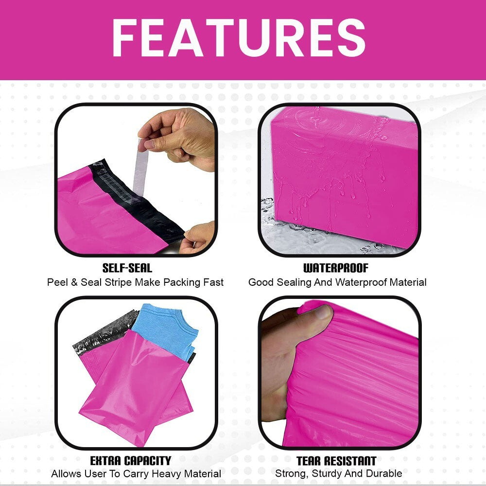 60 x Pink Mixed Size Mailing Bag 6.5 x 9, 9 x 12, 10 x 14, 12 x 16 (15pcs Each)