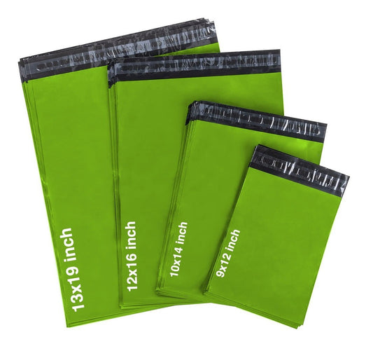 60 x Green Mixed Size Mailing Bag 9 x 12, 10 x 14, 12 x 16, 13 x 19 (15pcs Each)