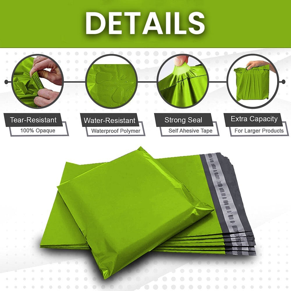 60 x Green Mixed Size Mailing Bag 9 x 12, 10 x 14, 12 x 16, 13 x 19 (15pcs Each)