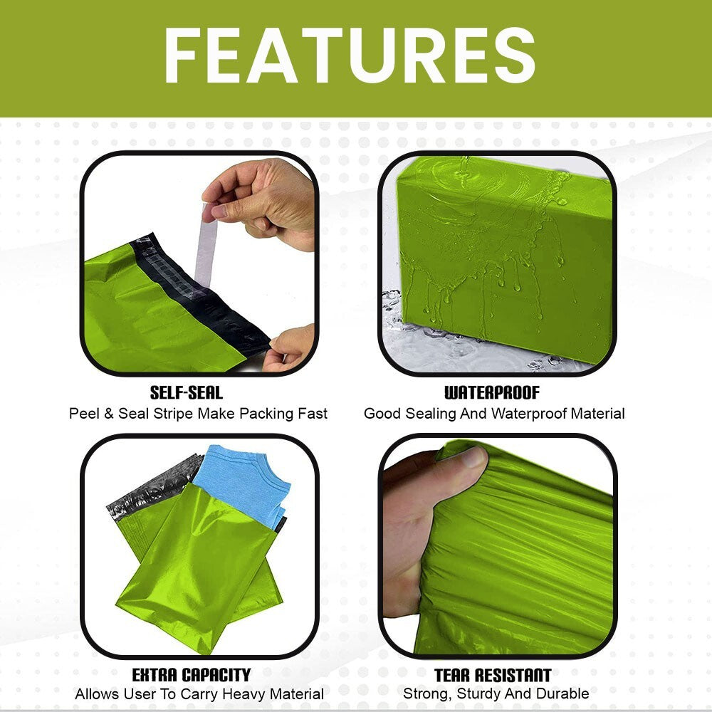60 x Green Mixed Size Mailing Bag 9 x 12, 10 x 14, 12 x 16, 13 x 19 (15pcs Each)