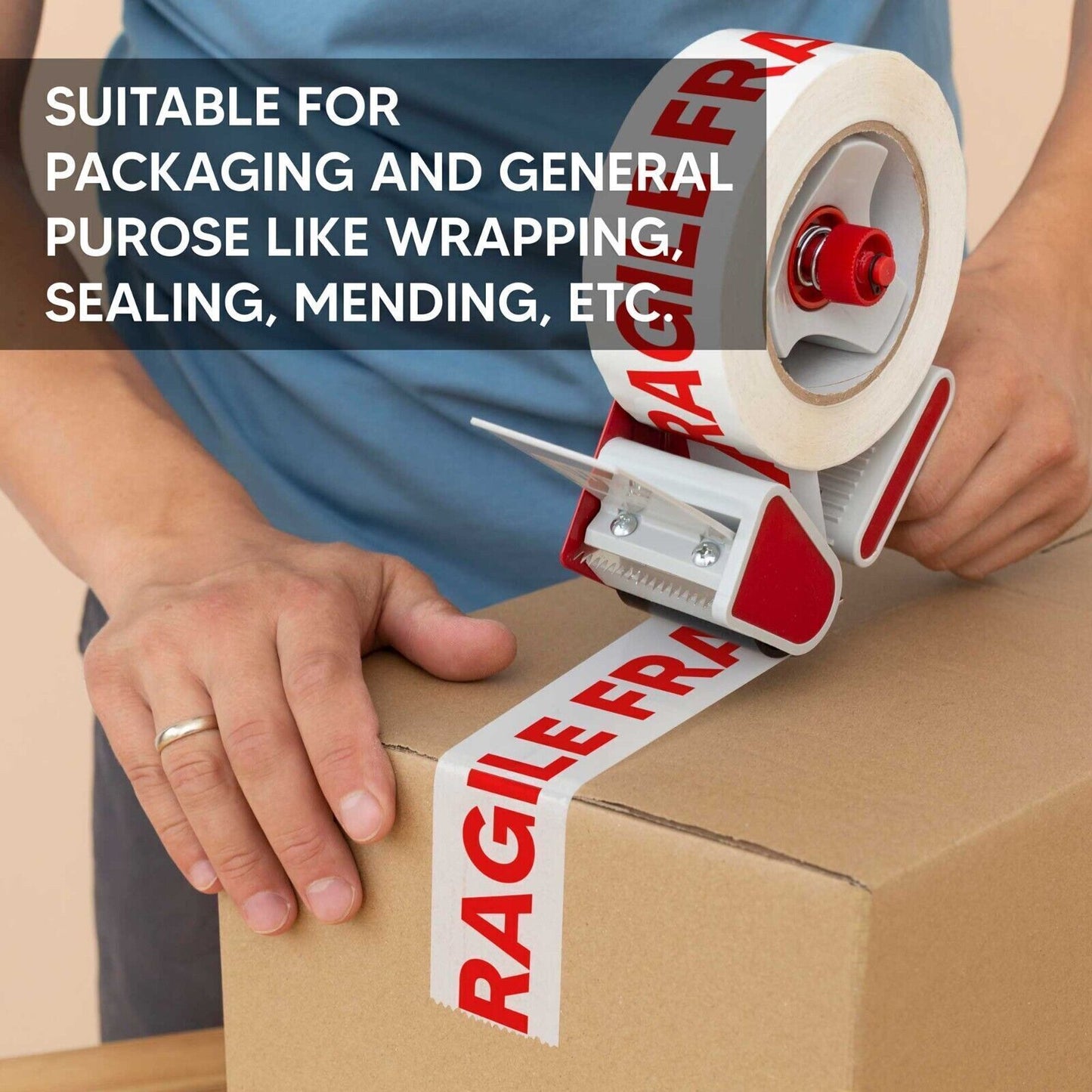 Parcel Packaging Tape 48mm x 66m Clear Fragile Brown Cartoon Sealing Tape