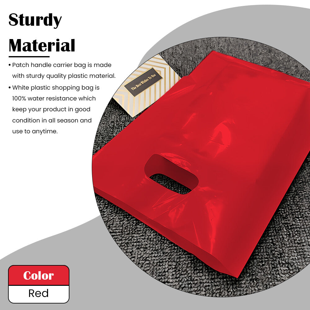 Plastic Patch Handle Carrier Bags Strong Handle Takeaway Plastic Bag for Cloths