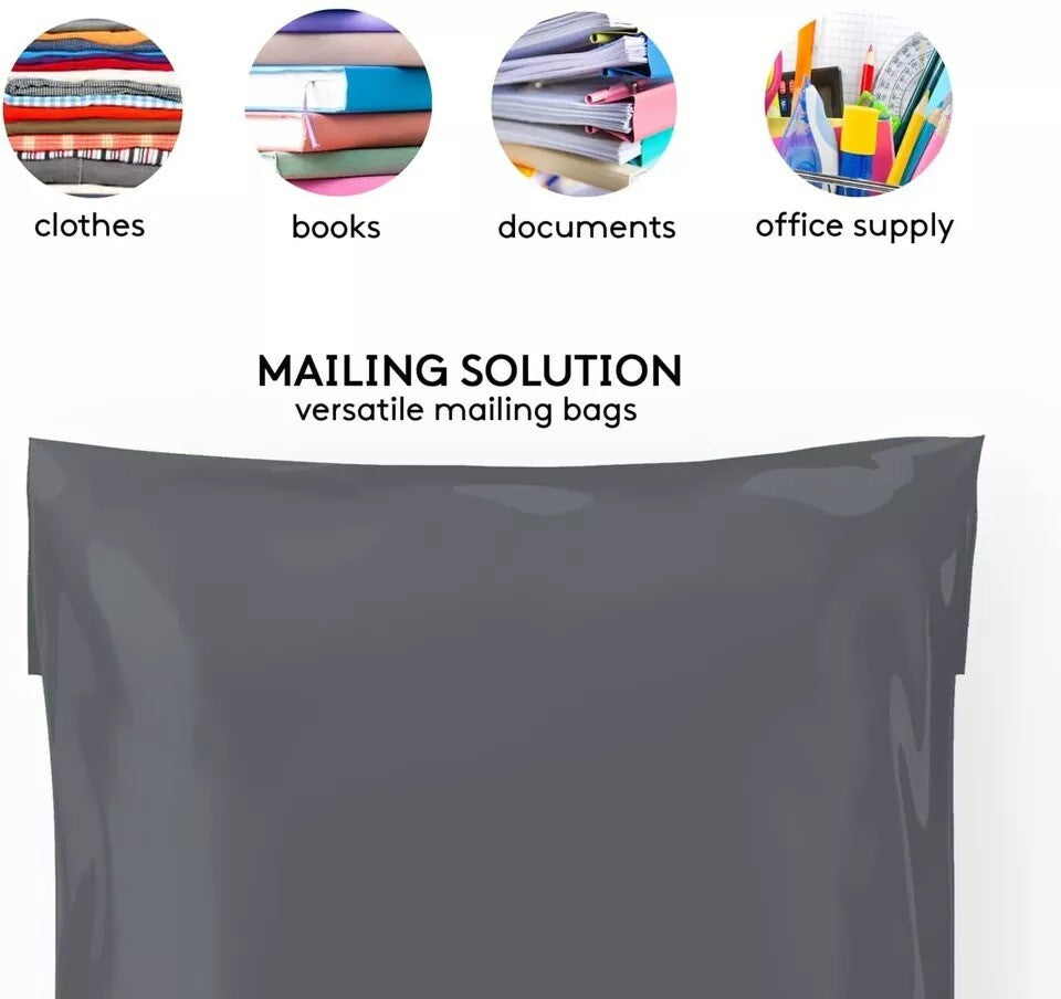 Grey Mailing Bags Self Seal Polythene Postal Postage Parcel Mailer - 13" x 19"