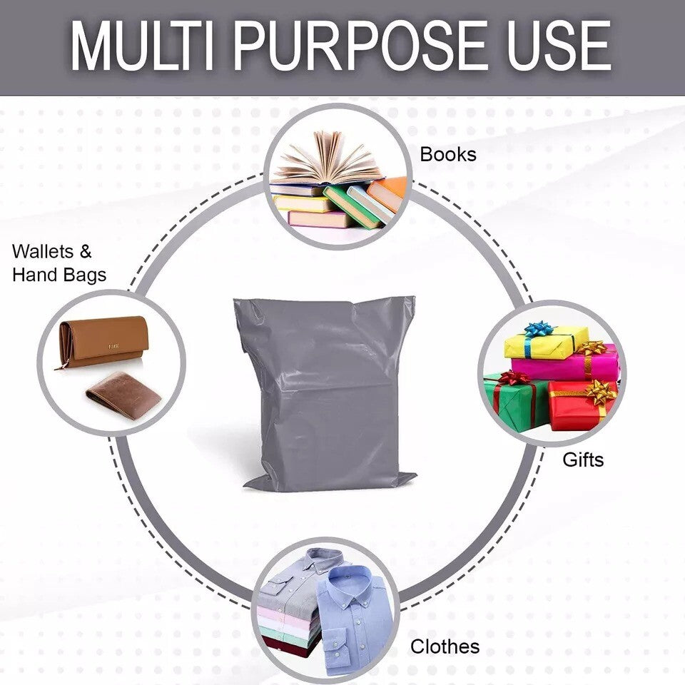 Grey Mailing Bags Self Seal Polythene Postal Postage Parcel Mailer - 13" x 19"