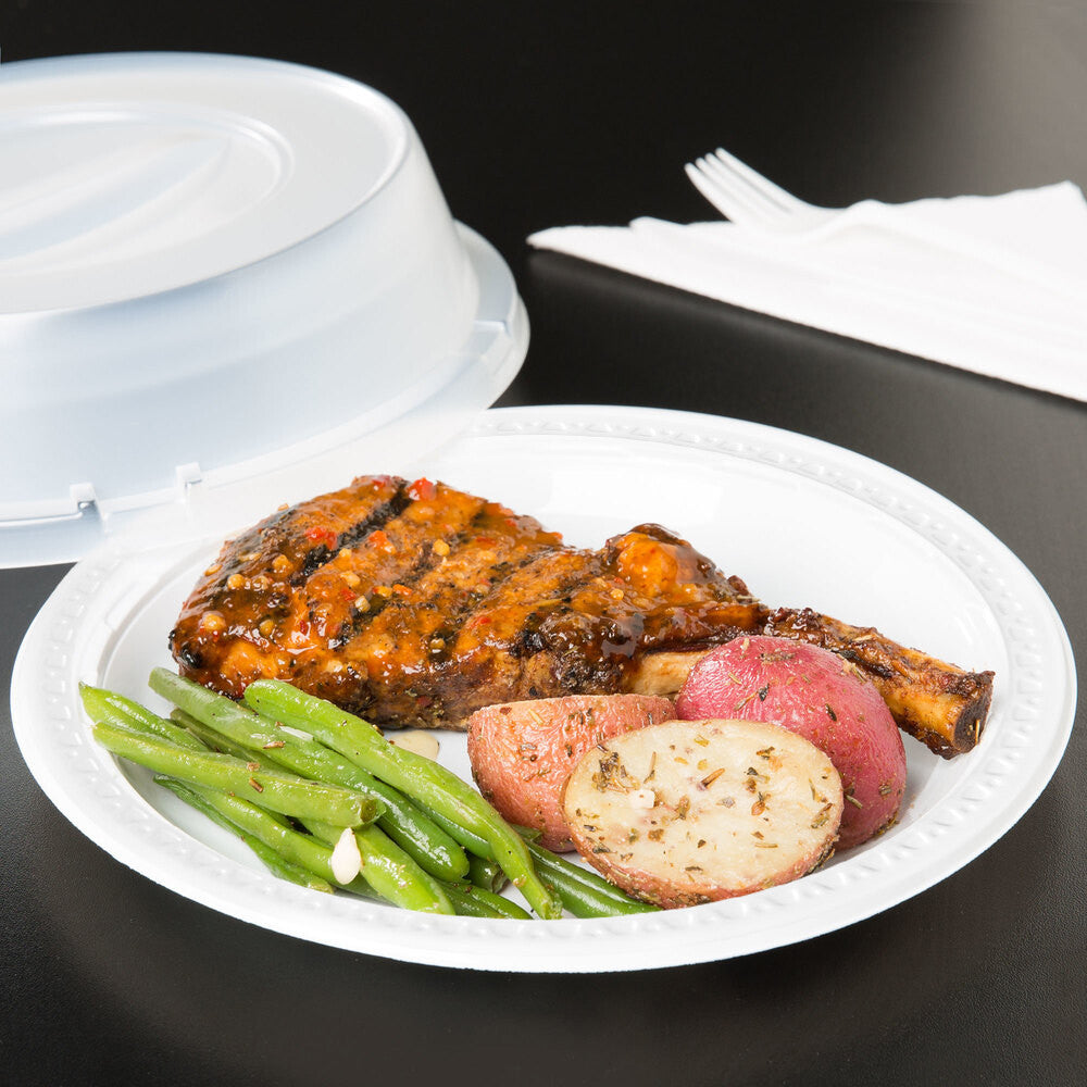 Reusable Plastic Plates 10" (26cm) White Dinner Break Fast BBQ Party Catering