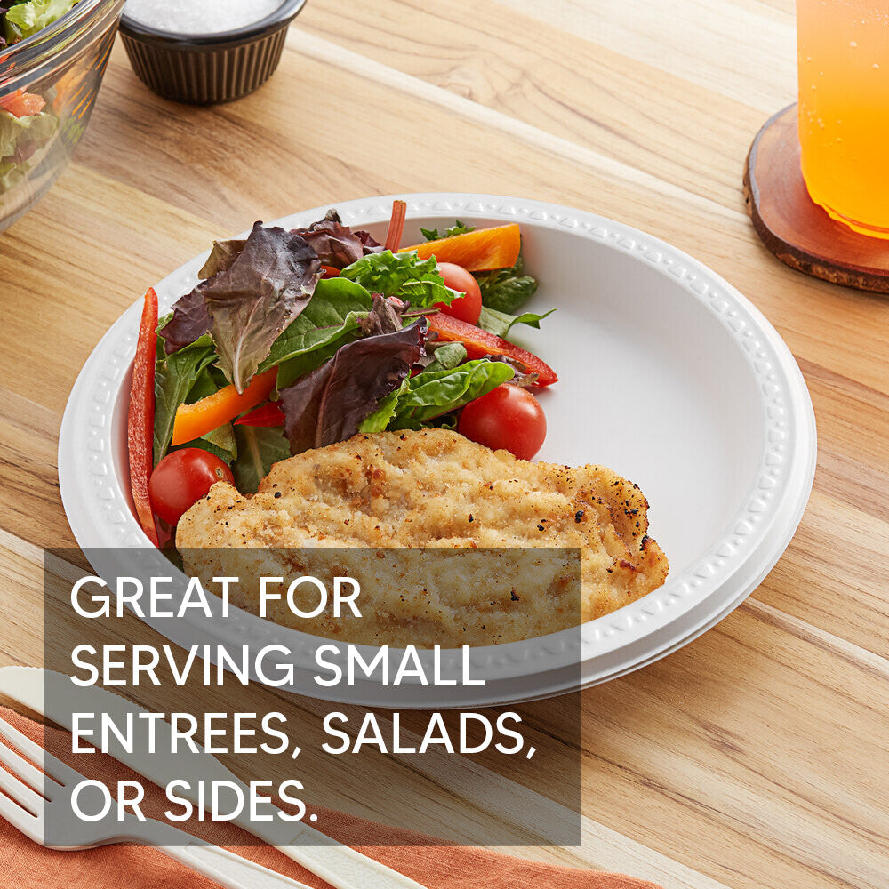 Reusable Plastic Plates 7" (18cm) White Dinner Break Fast BBQ Party Catering