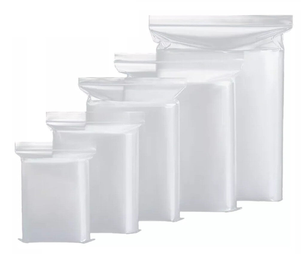 100 x Grip Seal Bags Clear Poly Plastic Resealable Press Seal Zip Baggies