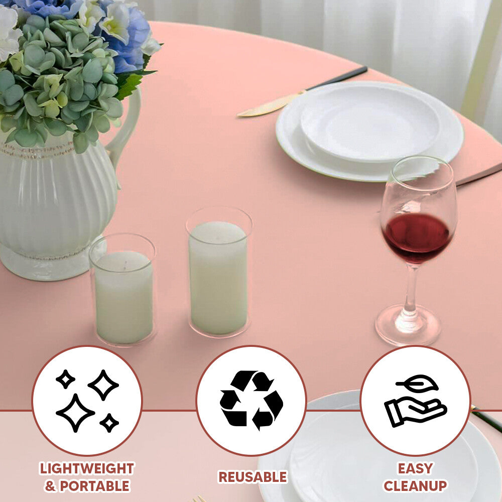 Plastic Table Cloths 84" (213cm) Heavy Duty Plastic Wipeable Table Covers