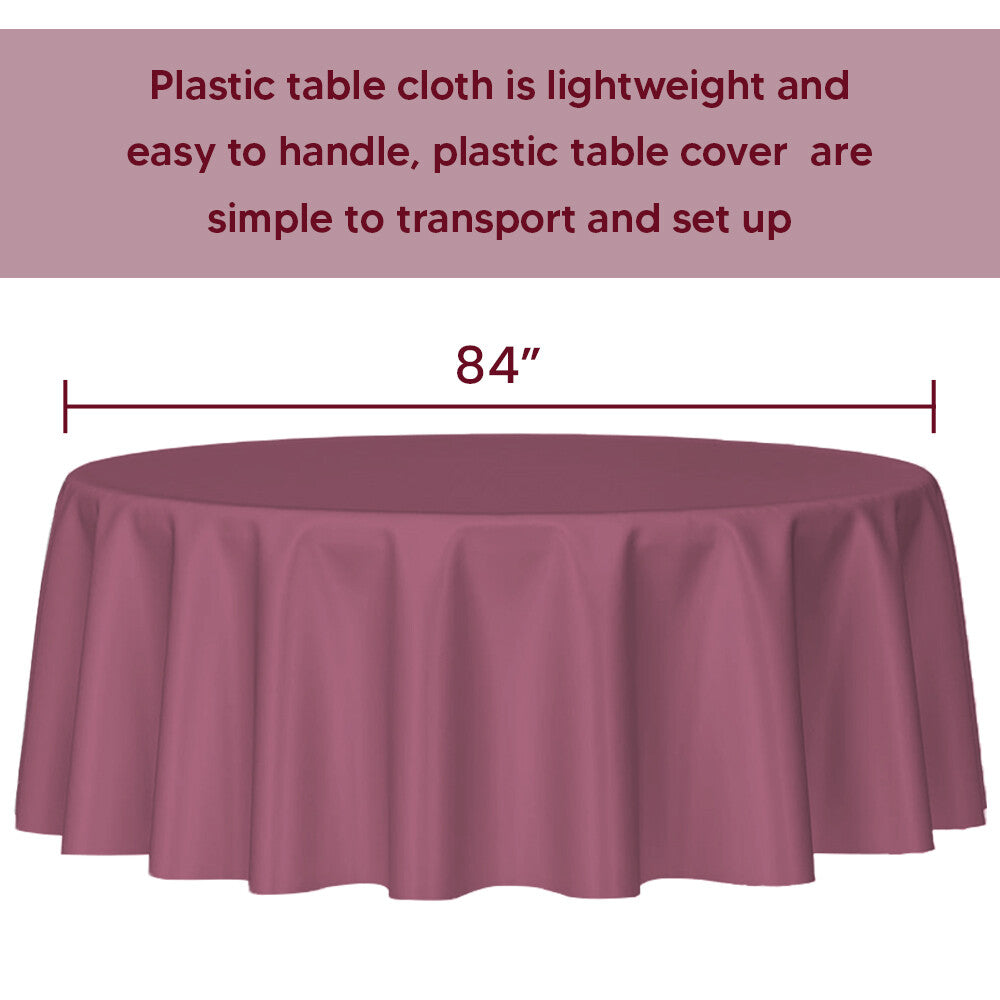 Plastic Table Cloths 84" (213cm) Heavy Duty Plastic Wipeable Table Covers