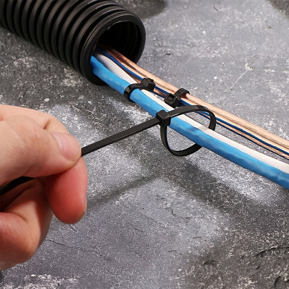 200 x Black Cable Tie Adjustable Heavy Duty Zip Ties 250 x 4.6mm for Commercial