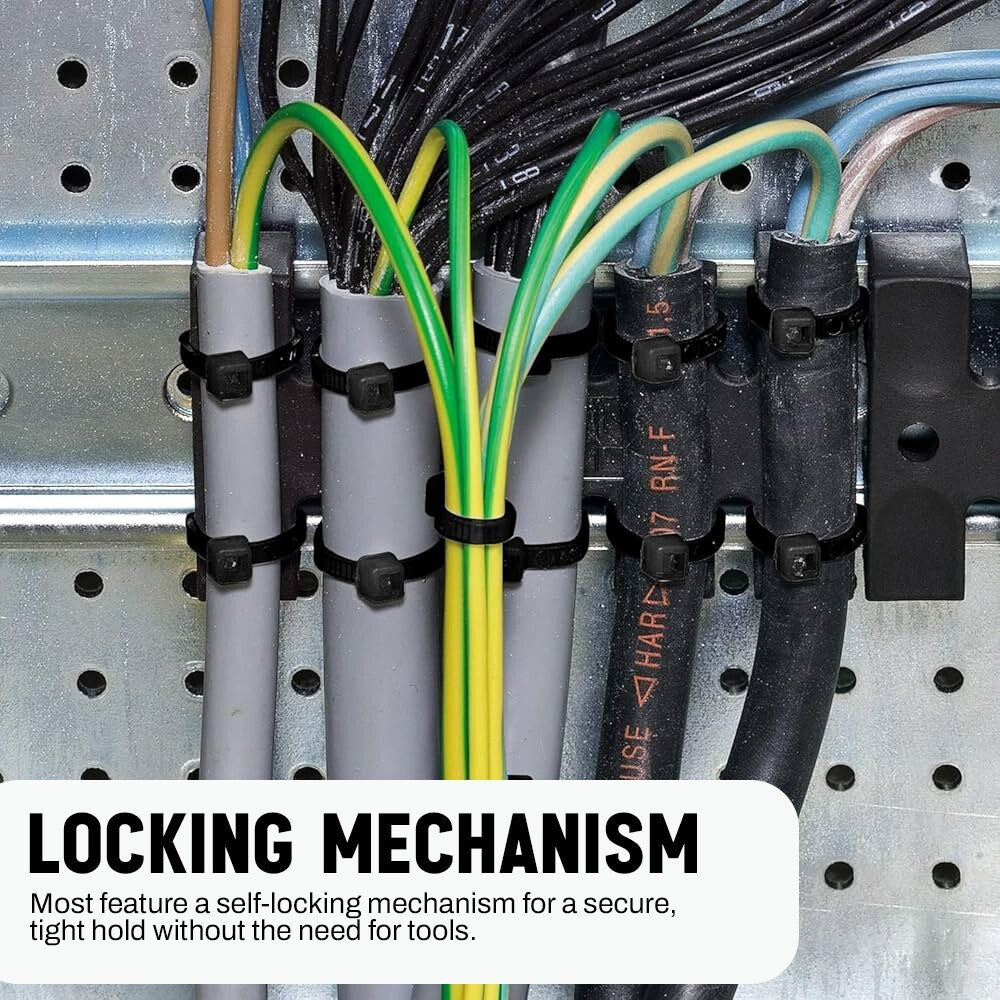 200 x Black Cable Tie Adjustable Heavy Duty Zip Ties 250 x 4.6mm for Commercial