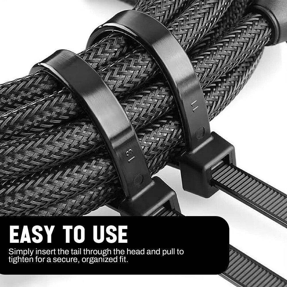 200 x Black Cable Tie Adjustable Heavy Duty Zip Ties 250 x 4.6mm for Commercial