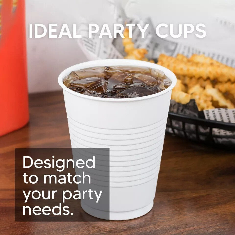 Plastic Drinking Cups White Reusable Vending Water Drinking Cups  7oz (220ml)