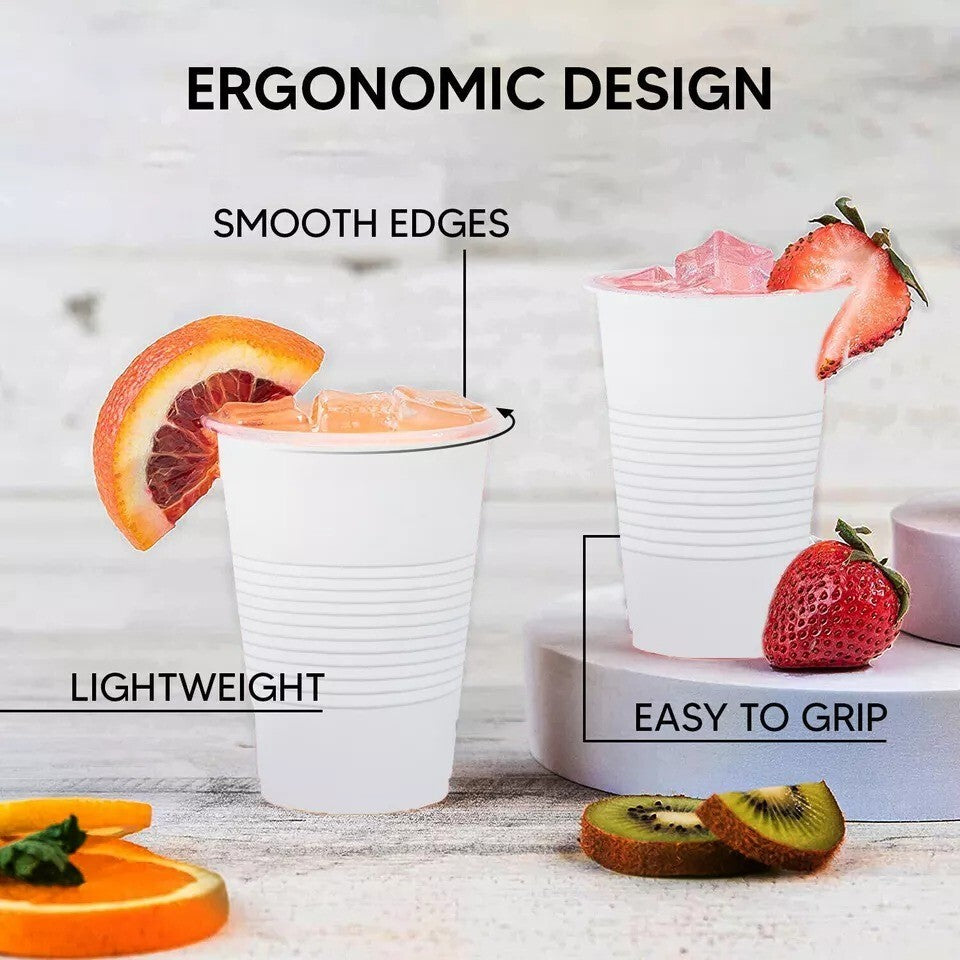 Plastic Drinking Cups White Reusable Vending Water Drinking Cups  7oz (220ml)