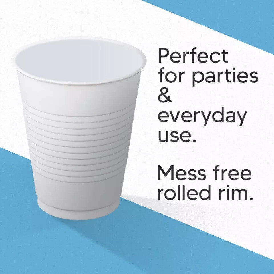 Plastic Drinking Cups White Reusable Vending Water Drinking Cups  7oz (220ml)